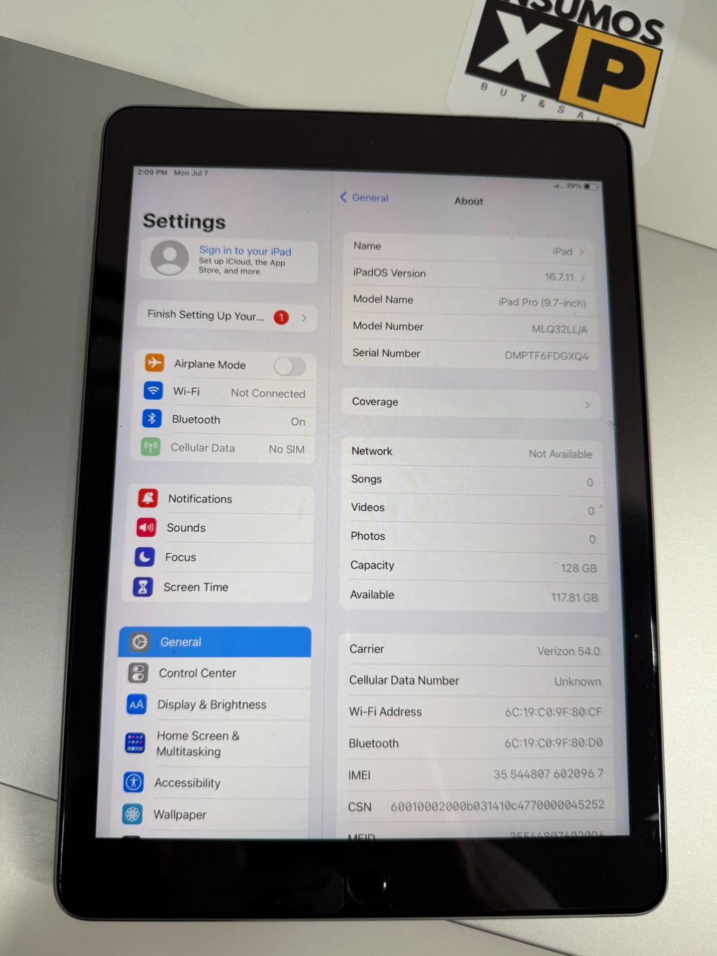 Apple iPad Pro 9.7 2017 128Gb Wi-Fi And Cell Batt 100