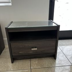 Italian Side End Nightstand - Glass Top