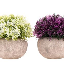 2-Pack Mini Artificial Plants Small Fakes Plants Topiary Shrubs Potted