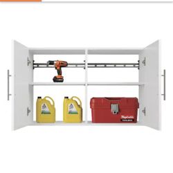 Prepac HangUps Collection Wood 2-Shelf Wall Mounted Garage Cabinet in White (36 in W x 24 in H x 16 in D)