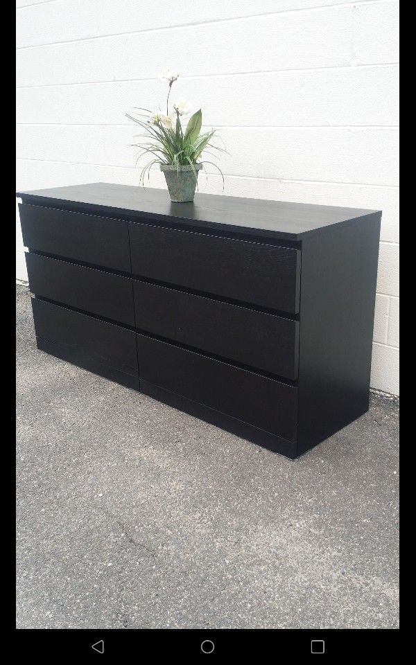 IKEA MALM BLACK LONG DRESSER WITH BIG DRAWER GREAT CONDITION