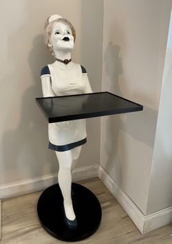 3ft Tall Vintage Bombay  French Maid Waitress Door Greater Serving End Table Decoration 