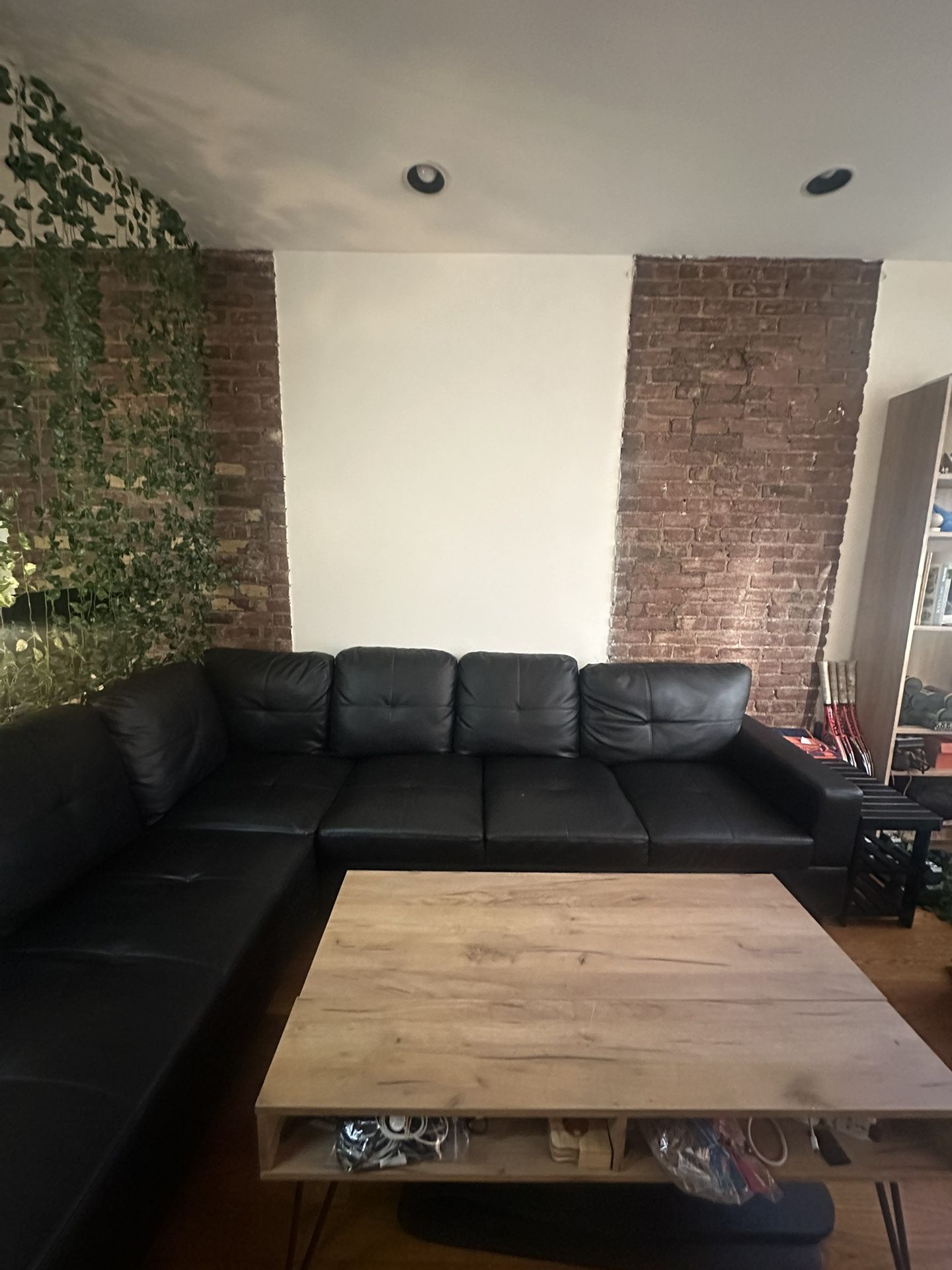 faux leather 3 piece sectional couch