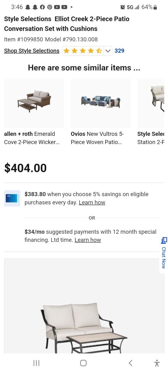 Patio Conversation Chair Table Cushion...new Lawn & Garden