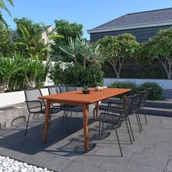 BRAND NEW FREE SHIPPING Rectangular Outdoor Furniture 7 Piece 100% FSC Certified Wood Whit Aluminum & Rope Chairs Outdoor Furniture Dining Set