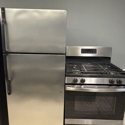 GE top freezer refrigerator &. GE gas range set stainless steel 