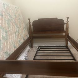 Antique All Wood Full-size Bed frame And Bed 