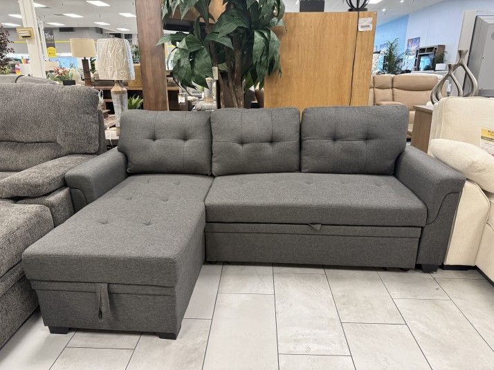 Reversible Sleeper Sectional with Storage Chaise - Dark Gray