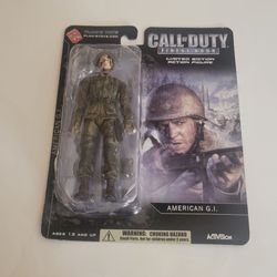 Vtg 2004 Call of Duty Finest Hour American G.I. Limited Edition Action Figure New, sealed. Made by PlanB-Toys.
Light outer box wear. UPC 85