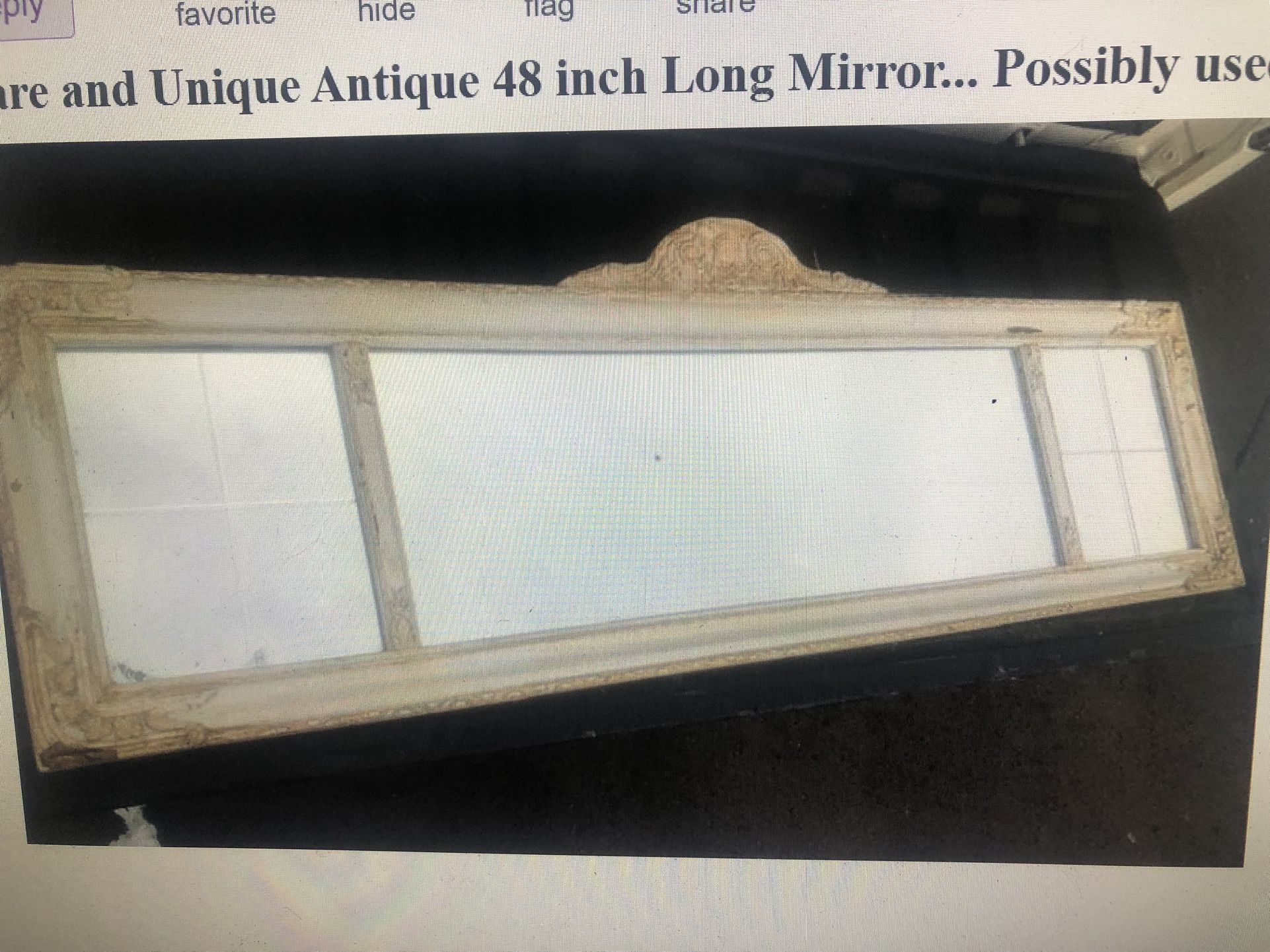Rare And Unique Antique 48 Inch Long Mirror