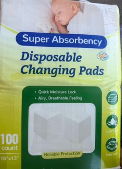 Disposable Changing Pad Liners 100 Count - 13x18 Inches Ultra Soft Super Absorbent Waterproof Baby Diaper Changing Pads White - Leak Proof Baby Changi