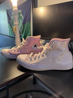 Half White Half Pink Converse High tops