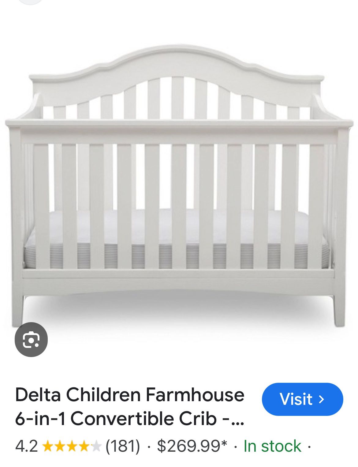 Baby Crib 6-in-1 Convertible (Retails $269) 