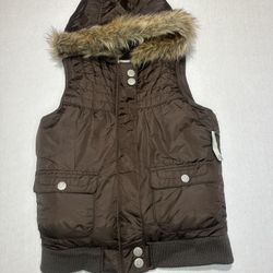 Old Navy Girls Size XL Puffer Vest Brown 