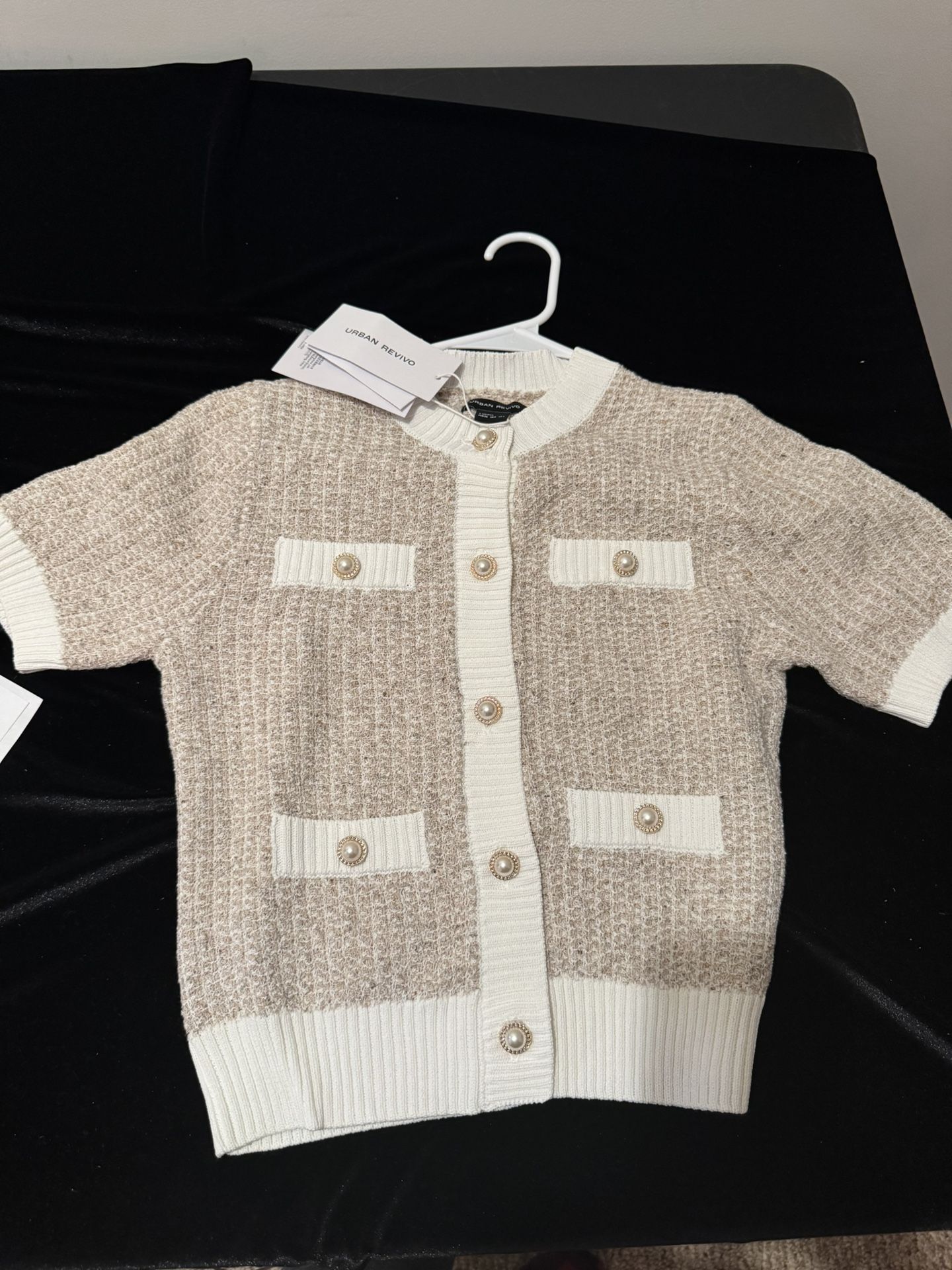 NEW Urban Revivo Short Sleeve Tweed Cardigan