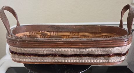 Decorative Wicker Basket with Leather Handles