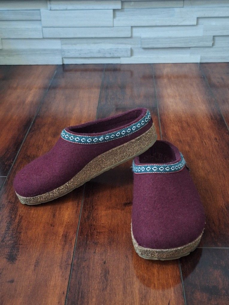 Women's Burgundy Haflinger Clogs EU 36 US 6