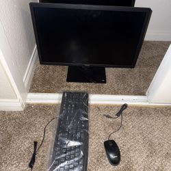 Two Dell Monitors With Logitech Keyboard And Mouse