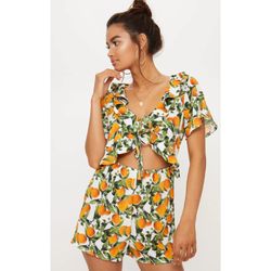 PrettyLittleThing Orange Romper 4