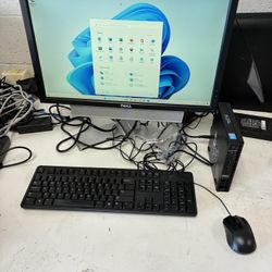 Tiny-Desktop computer dell optiplex W/ monitor keyb&mous w/free speakers  