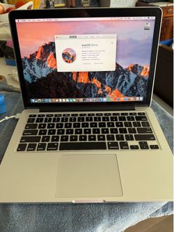 MacBook Pro (Retina, 13-inch, Late 2013) A1502 EMC 2678 Processor 2.4 GHz Intel Core i5 8 GB 121 GB Flash Drive & Power Adapter