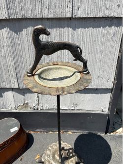 Antique Cast Iron Greyhound Art Deco Smoking Stand Brass? Standing Ashtray Ash