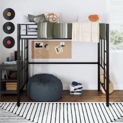 Twin Metal Loft Bed, Black