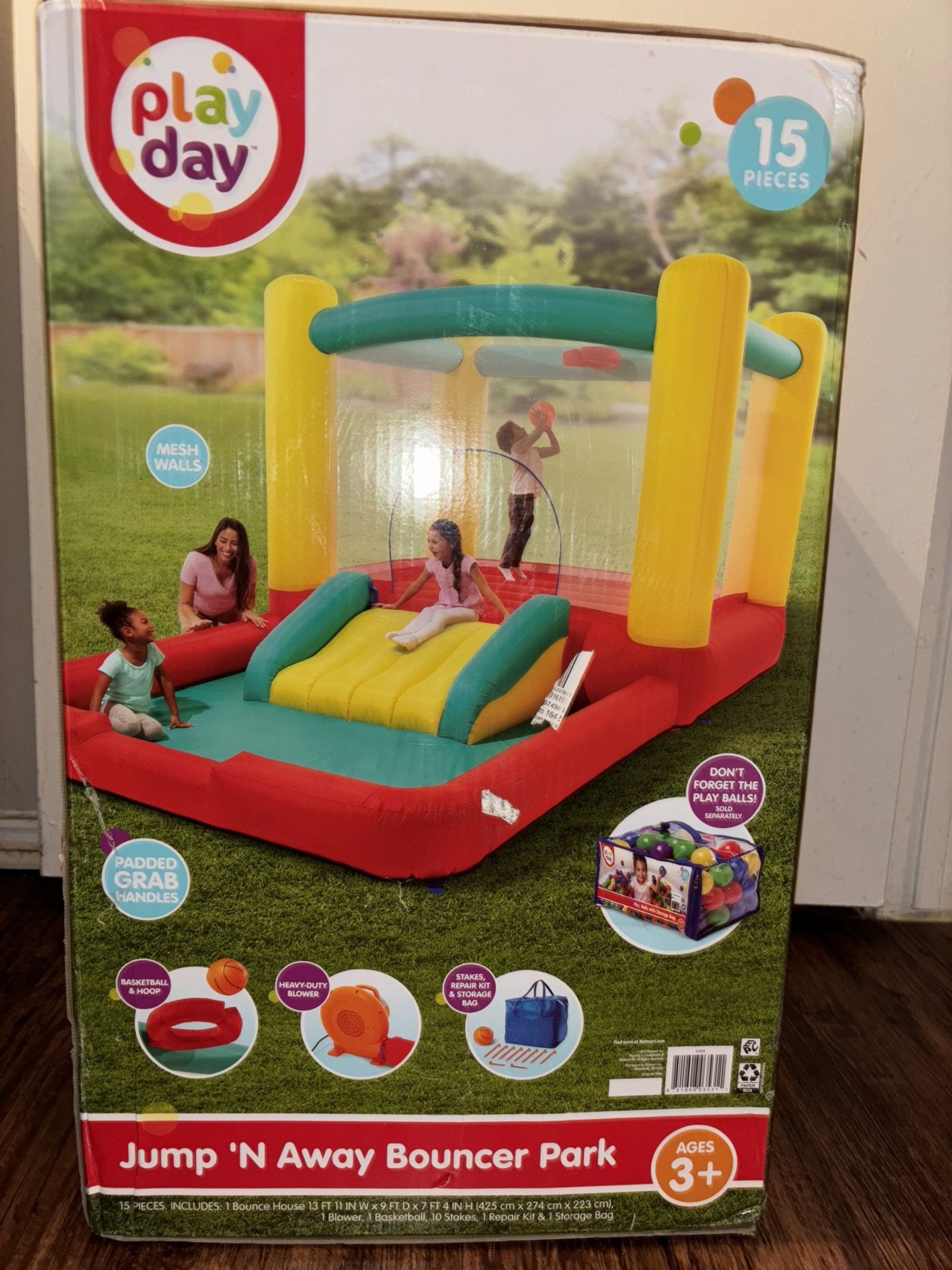 Play Day Jump 'N Away Kids Indoor & Outdoor Bouncer with Blower