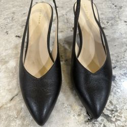 Cole Hahn Elnora Slingback Wedge  Black Leather 8.5 