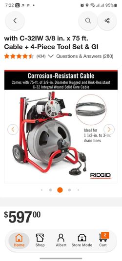 Cleaning Snake Auger 120-Volt Drum Machine with C-32IW 3/8 in. x 75 ft.