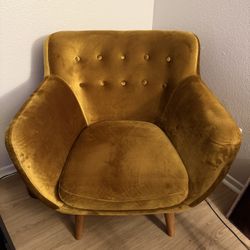 Rhodes “mustard” Mid Century Modern Tufted Arm Chair x2 - $700 for the pair, Or Make An Offer