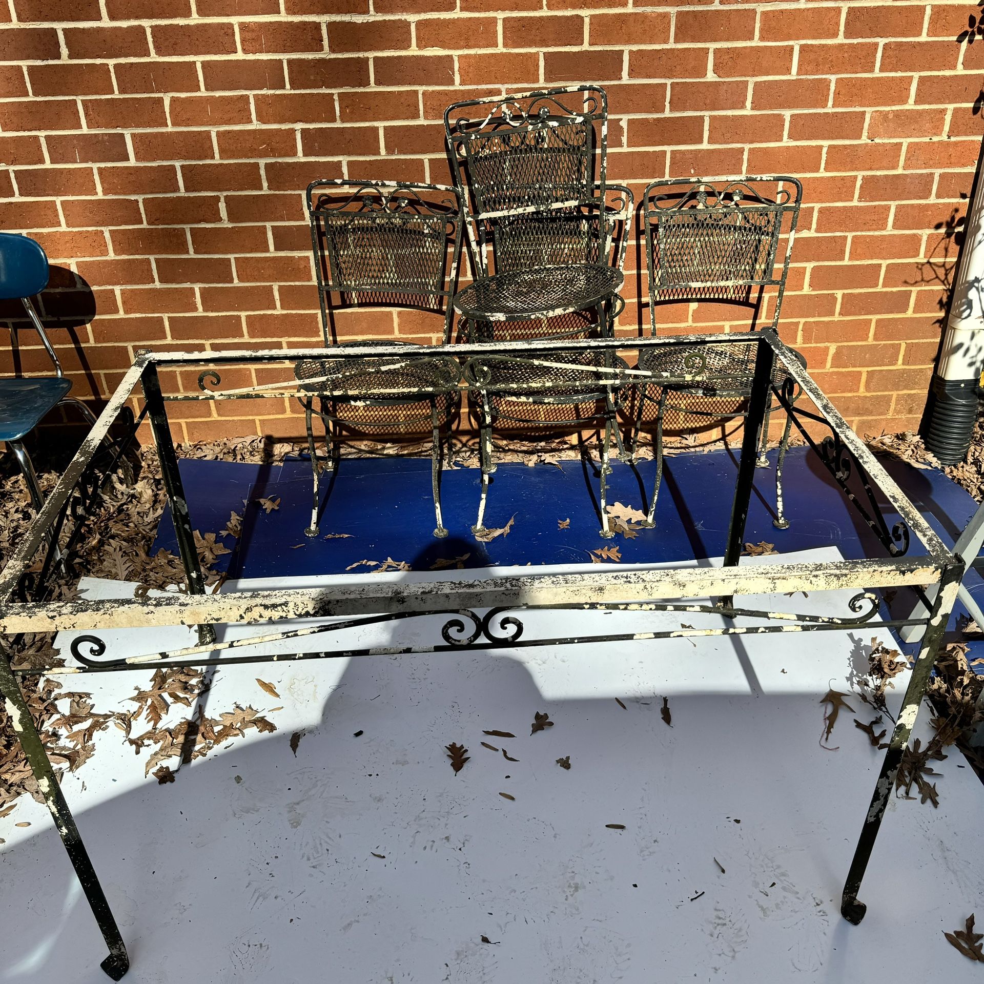 Wrought Iron Antique Table And Chairs