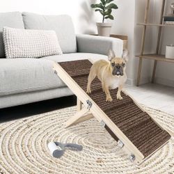 Small Dog Ramp, Adjustable Portable Folding Wooden Pet Ramp
