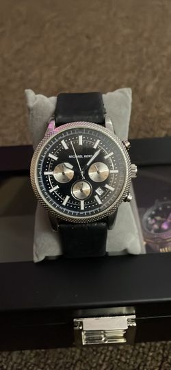 Michael Kors MK-8040 Men's Chronograph Watch – Black Dial, Silver Steel Case