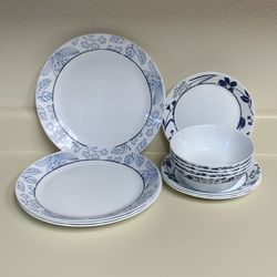 Corelle Rutherford 12 Pc Milk Glass Dinnerware Set Service For 4