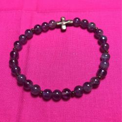 Amethyst Semiprecious Gemstone Stretch Bracelet Size 8 2