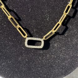 10k Necklace Chain Diamond Paper Clip 