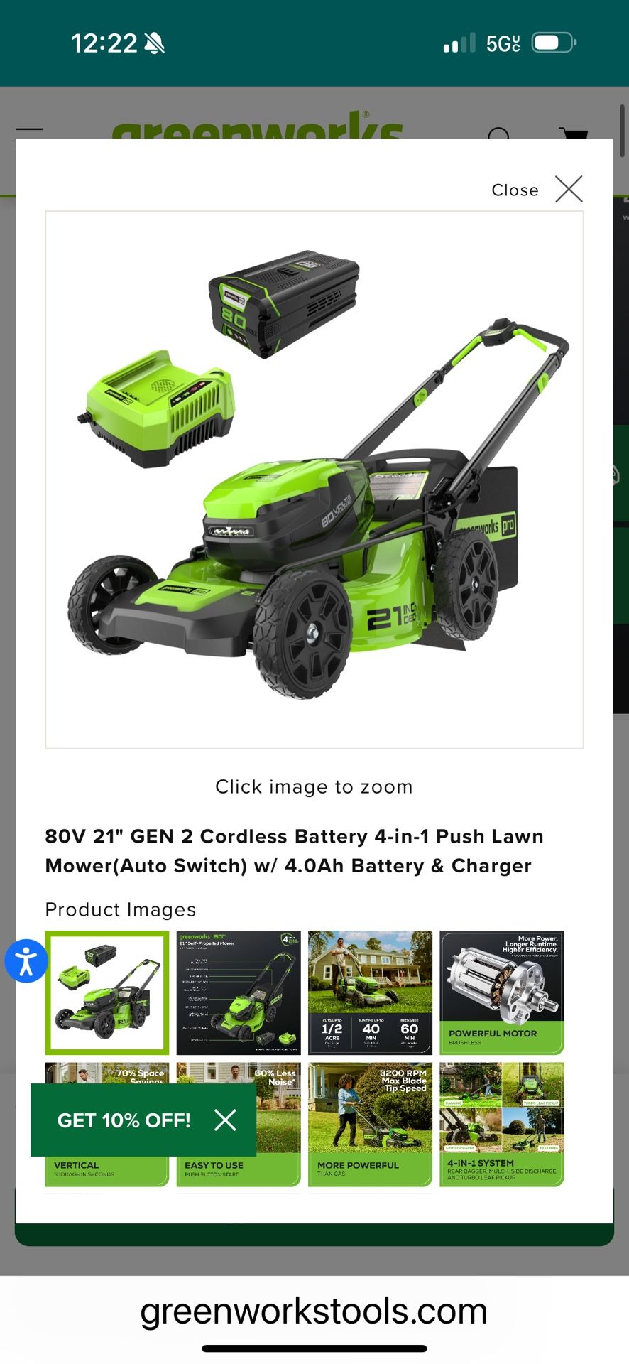 GREENWORKS 80v 21”GEN 1 Cordless Battery 4-in-1 Push Lawn Mower And 80v 16”string Trimmer