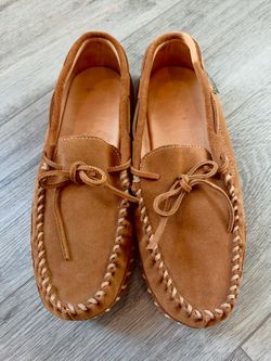 LL Bean Mens Moccasins 10 M Brown Suede Slip On 506026