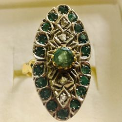 Vintage Estate Emerald And Diamonds Ring
