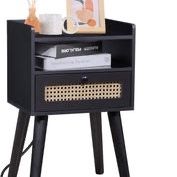 🛋️🛋️🛋️ (2) BLACK Nightstands, Wooden Bedside Table With Drawer,Modern End Table For Bedroom And Living room🛋️🛋️🛋️