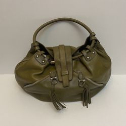 Salvatore Ferragamo leather hobo bag with tassel •olive green •in mint condition 
