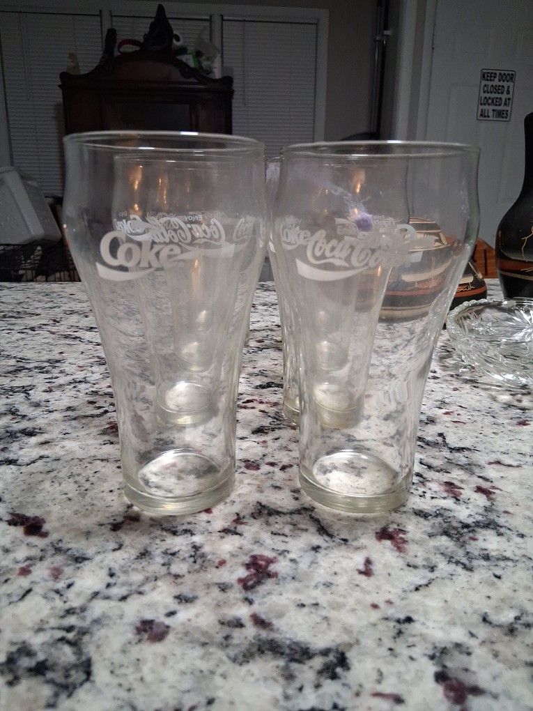 8 Clear Glass Coke Cups
