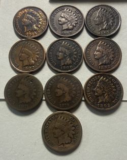Indian Head Cents 1(contact info removed) Lot of (10) Circulated Coins