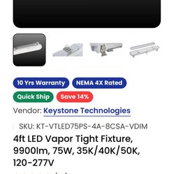 4ft LED Vapor Tight Fixture,