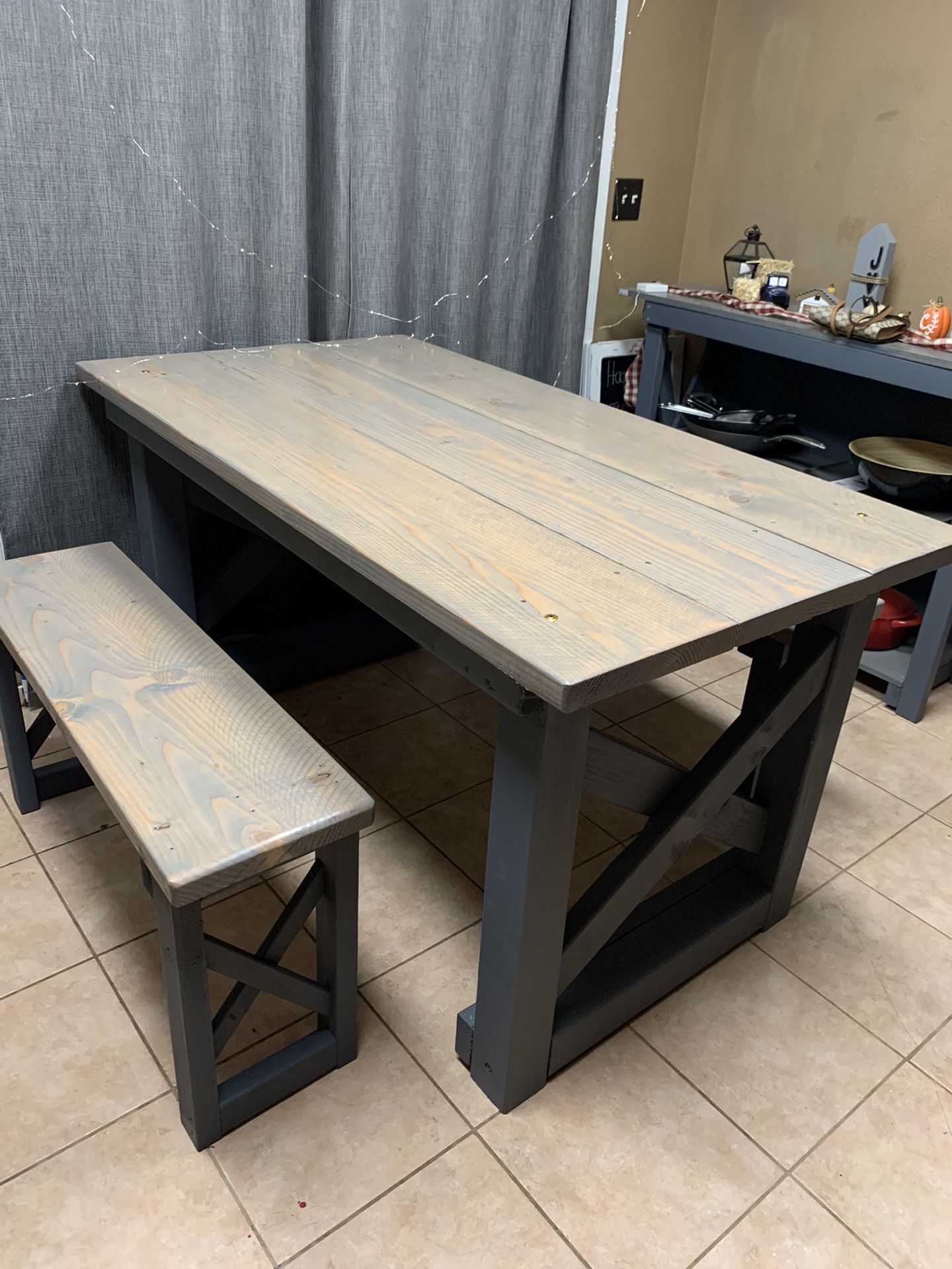 Farmhouse Dining Table+ Benches