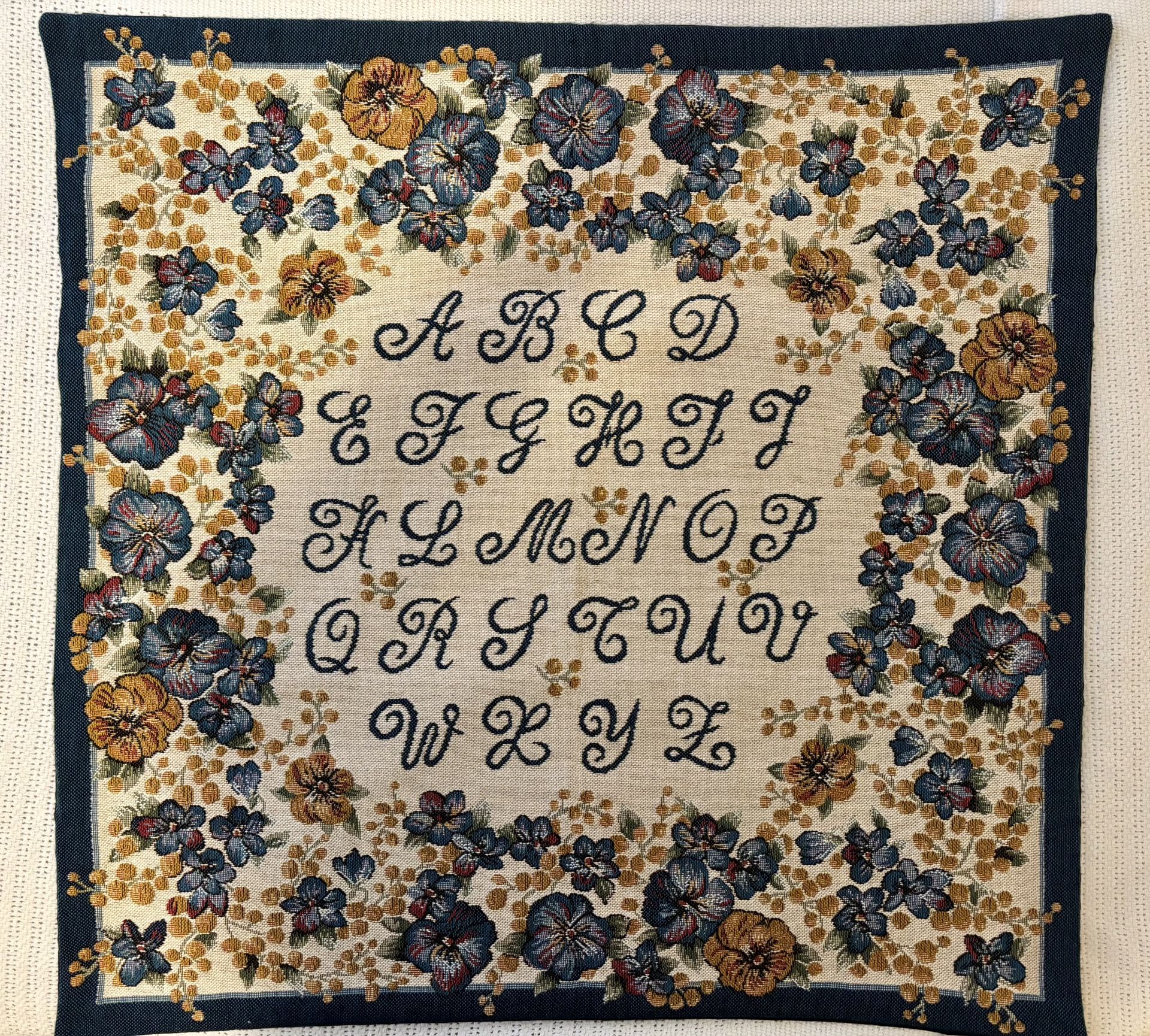 Belgian Tapestry Needlework Framed Vintage Square