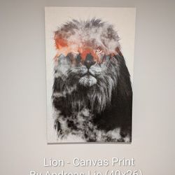 Lion Canvas Wall Art – 40x26 – Excellent Condition!