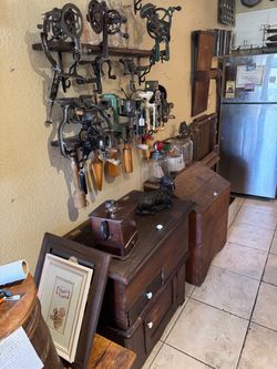 2 flour bins, antique