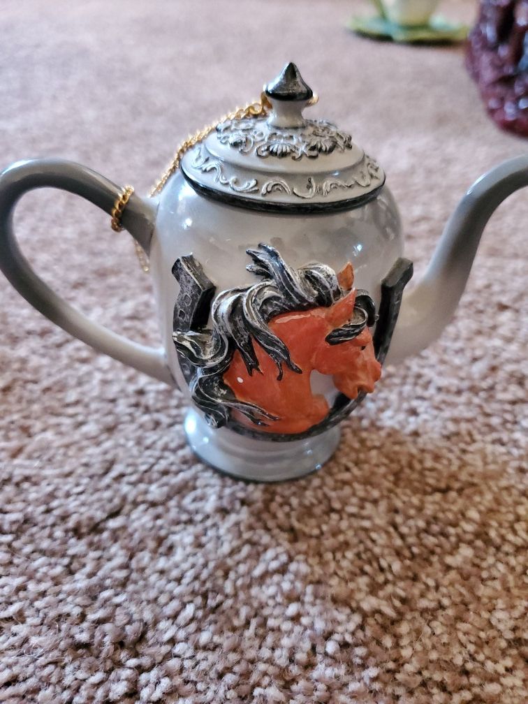 Miniature equestrian collectible teapot